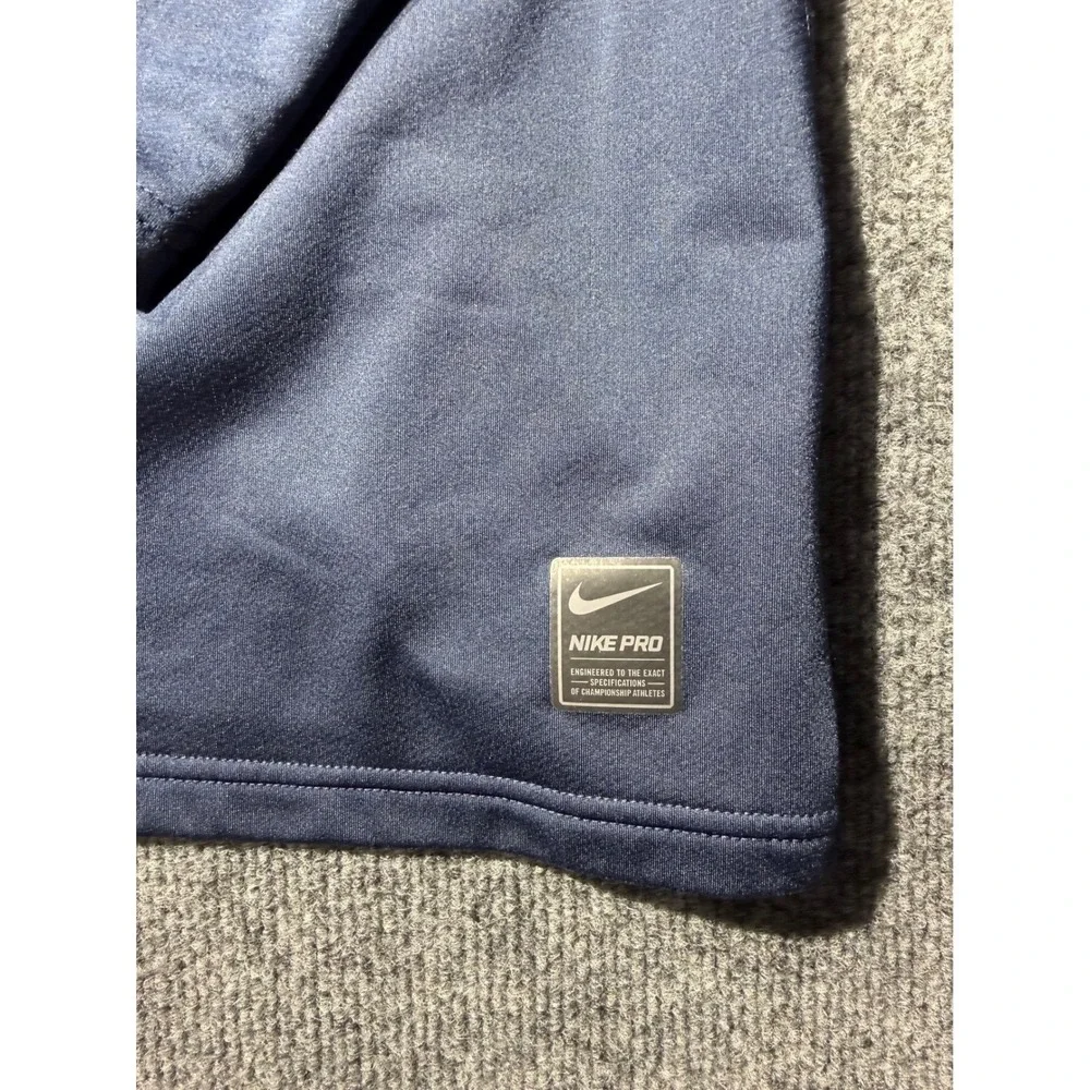 Nike Pro Hyperwarm Mens Large Navy Blue Compression Mock Neck Long Sleeve 867306